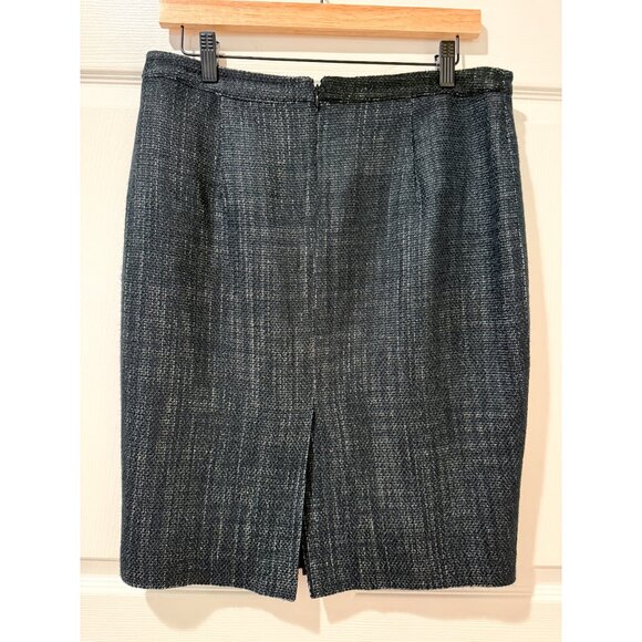 Michael Kors Tweed Pencil Knee Length Skirt Black White Classic Lined Career 10 - Picture 2 of 11